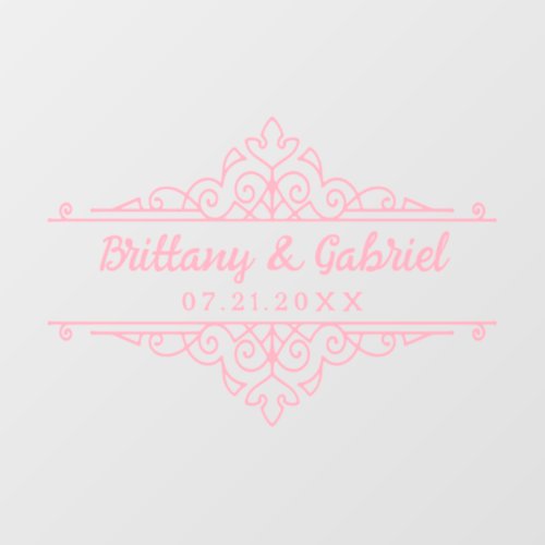 Wedding Names Date Elegant Border Pink or Custom Floor Decals