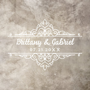 Wedding Names Date Elegant Border White or Custom Floor Decals