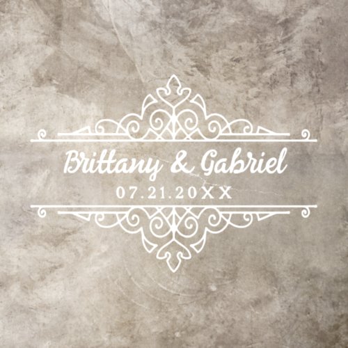Wedding Names Date Elegant Border White or Custom Floor Decals