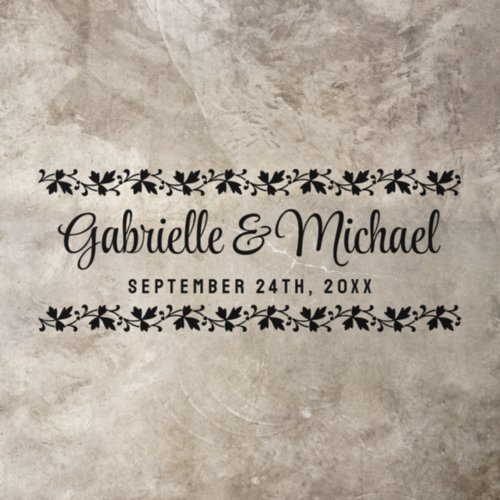 Wedding Names Elegant Leaf Border Black or Custom Floor Decals