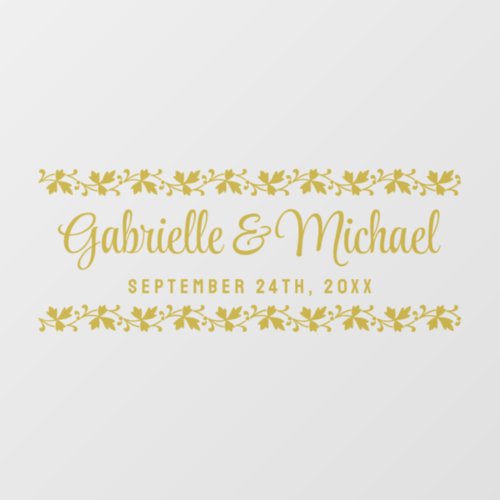 Wedding Names Elegant Leaf Border Gold or Custom Floor Decals