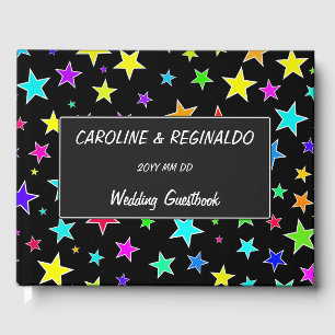 Wedding — Names — Fun, Colorful Stars Pattern Guest Book
