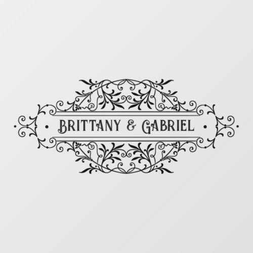 Wedding Names Intricate Frame Black or Custom Floor Decals