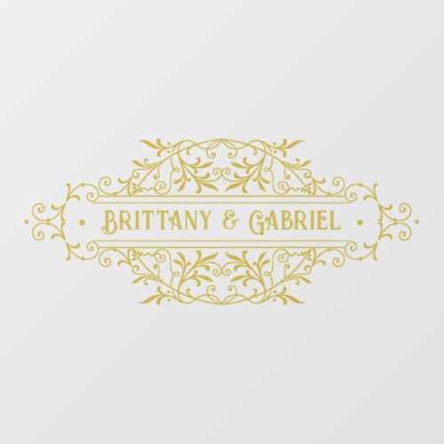 Wedding Names Intricate Frame Gold or Custom Floor Decals