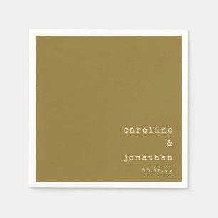 Wedding Names Ochre Typewriter Modern Custom Napkins