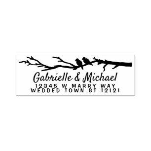Wedding Names Return Address Birds Tree Branch Self-inking Stamp