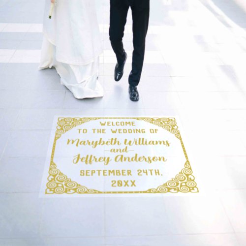 Wedding Names Square Flourish Gold or Custom Color Floor Decals