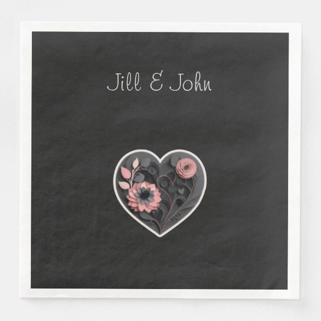 Wedding Napkin Heart Personalized Name (Front)