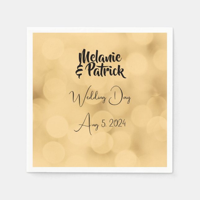 Wedding napkins - editable text on gold  (Front)