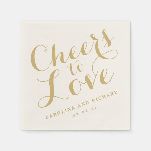 Wedding Napkins  Gold Cheers to Love