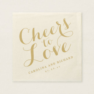 Wedding Napkins | Gold Cheers to Love