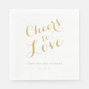 Wedding Napkins | Gold Cheers to Love