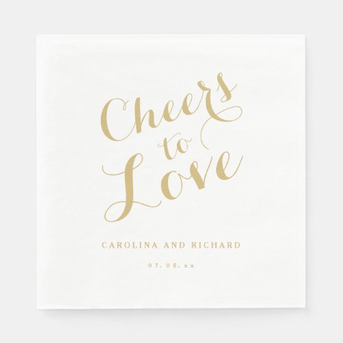 Wedding Napkins  Gold Cheers to Love