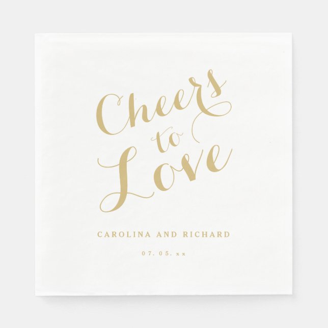Wedding Napkins | Gold Cheers to Love (Front)