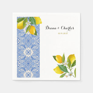 Wedding Napkins Italian Tiles with Lemons Theme