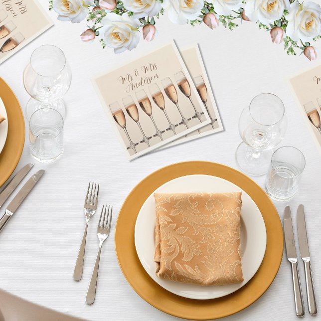 Wedding Napkins Row of Pink Champagne Glasses (Creator Uploaded)