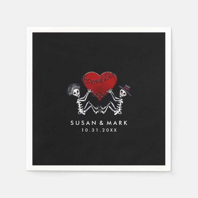 Wedding Napkins - Skeletons with Heart (Front)