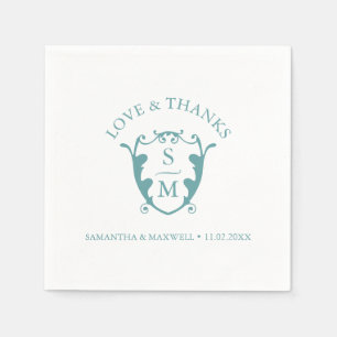 Wedding Napkins Template Custom Monogram Crest