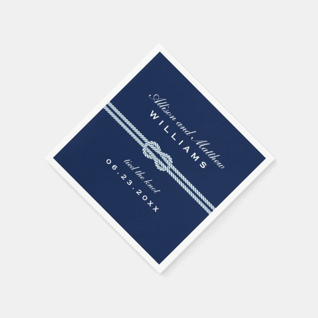 Wedding Napkins | Tied The Knot Monogram Design