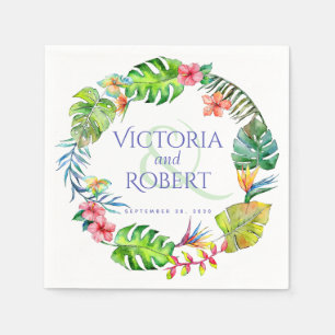 Wedding Napkins Tropical Watercolor Floral