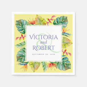 Wedding Napkins Tropical Watercolor Floral