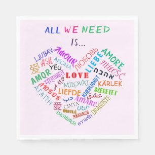 Wedding Napkins with Heart Love Text Personalized