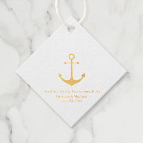 Wedding nautical anchor favors gold foil favor tags