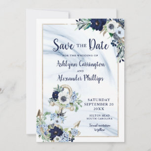 Wedding Nautical Anchor Floral SAVE THE DATE