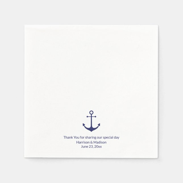 Wedding nautical anchor navy blue and white napkins (Front)