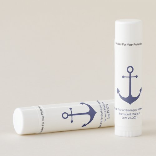 Wedding nautical anchor navy blue favors lip balm