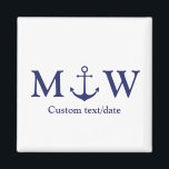 Wedding nautical anchor navy blue monogram favors magnet<br><div class="desc">Wedding nautical anchor navy blue monogram favors magnet</div>