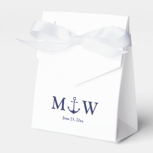 Wedding nautical anchor navy blue monogram initial favor boxes