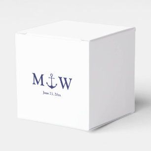Wedding nautical anchor navy blue monogram initial favor boxes