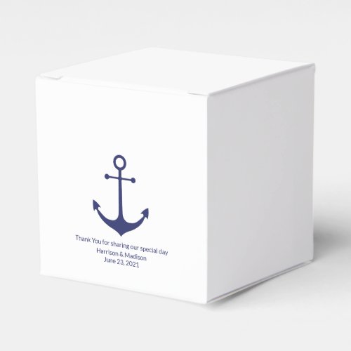 Wedding nautical anchor navy blue white elegant favor boxes