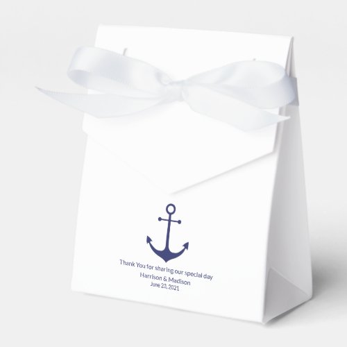 Wedding nautical anchor navy blue white elegant favor boxes