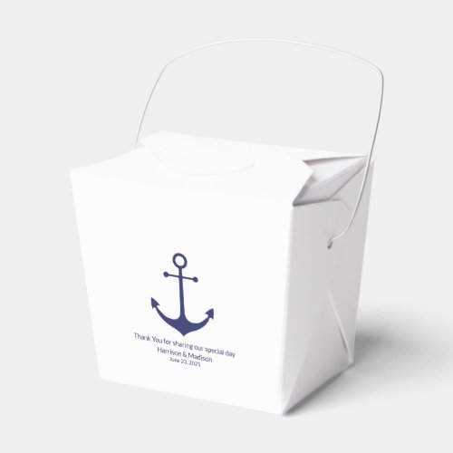 Wedding nautical anchor navy blue white elegant favor boxes