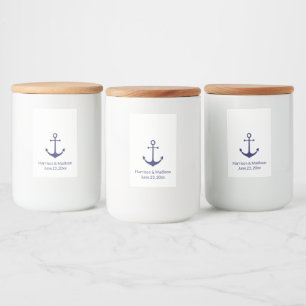 Wedding nautical anchor navy blue white elegant food label