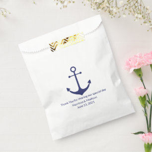 Wedding nautical anchor navy blue white gift favor bag