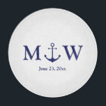 Wedding nautical anchor navy blue white monogram cutting board<br><div class="desc">Wedding nautical anchor navy blue and white monogram initials glass Cutting Board
Minimalist elegant design
customizable text
check the rest of the collection for favors,  gift tags,  stickers,  seals,  labels,  party supplies,  gift bags,  gift boxes,  cards,  etc
great for seaside ocean beach coastal style Weddings</div>