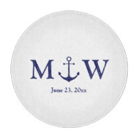 Wedding nautical anchor navy blue white monogram