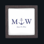 Wedding nautical anchor navy blue white monogram gift box<br><div class="desc">Wedding nautical anchor navy blue and white monogram initials Gift Box
Minimalist elegant design
customizable text
check the rest of the collection for favors,  gift tags,  stickers,  seals,  labels,  party supplies,  gift bags,  gift boxes,  cards,  etc
great for seaside ocean beach coastal style Weddings</div>