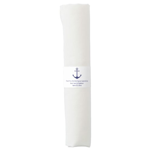 Wedding nautical anchor navy blue white napkin bands