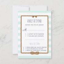Wedding Nautical Mint &amp; White Watercolor Event RSVP Card