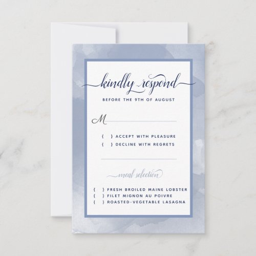 Wedding Nautical Navy Steel Blue Watercolor Event RSVP Card