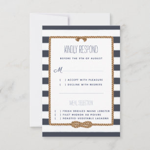 Wedding Nautical Navy & White Watercolor Event RSVP Card