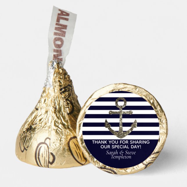 Wedding Nautical Sailing Anchor Thank You Hershey®'s Kisses® (Front)