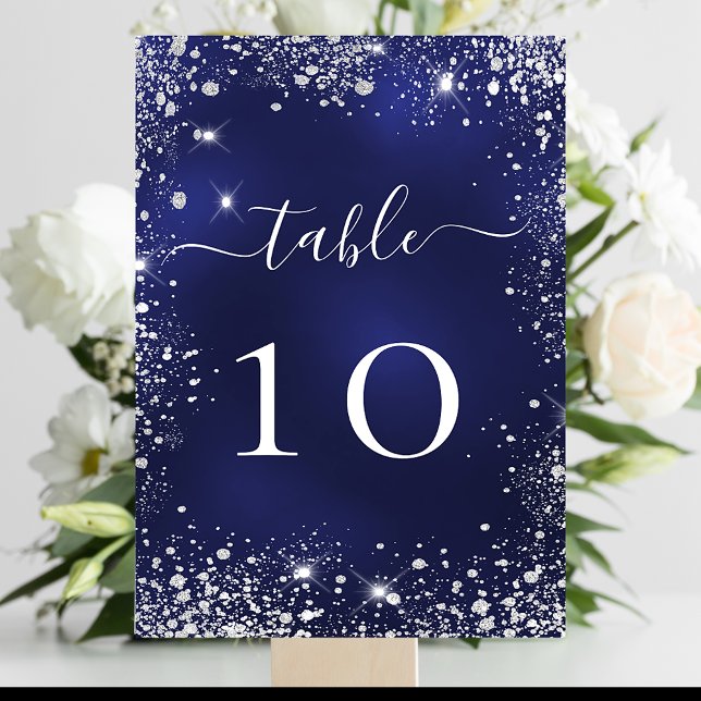 Wedding navy blue glitter table number (Creator Uploaded)