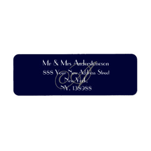 Wedding Navy Blue Monogram RSVP Return Address Label