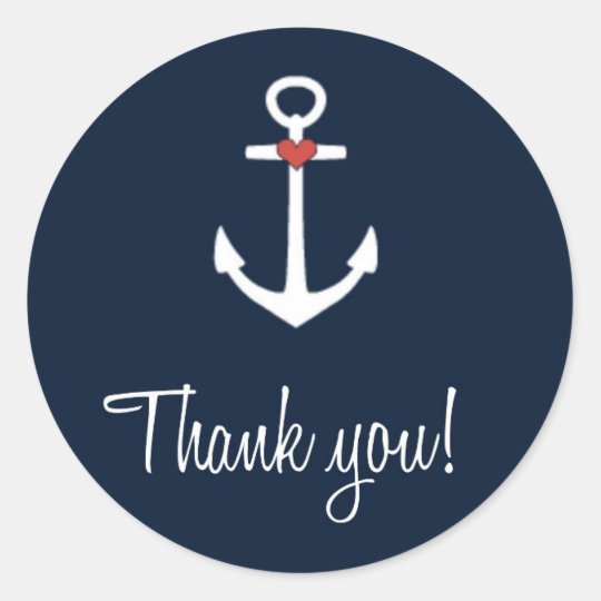 template card you baby shower thank Blue Wedding Thank Classic Round Navy Anchor Nautical You