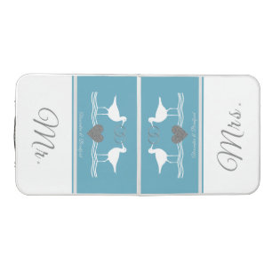 Wedding Navy Blue Silver Gray  Blue Sandpiper Beer Pong Table